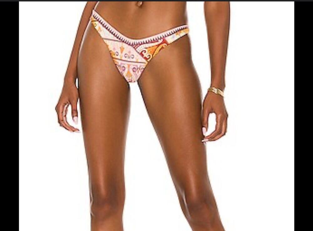 NWT Agua Bendita Avy Reversible Leva Boho Print Swim Bottoms Bikini Pink XL
